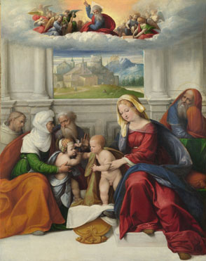 La familia santa con los Santos - Benvenuto Tisi