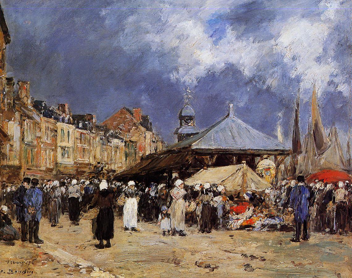 Market At Trouville - Eugene Boudin - WikiArt.org - Encyclopedia Of ...