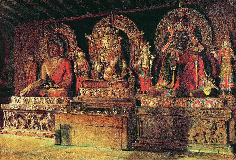 the-three-main-gods-in-a-chingacheling-buddhist-monastery-in-sikkim