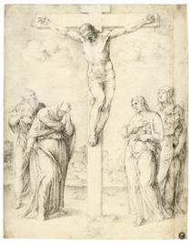 The Crucifixion of Christ with Saints - Giulio Clovio