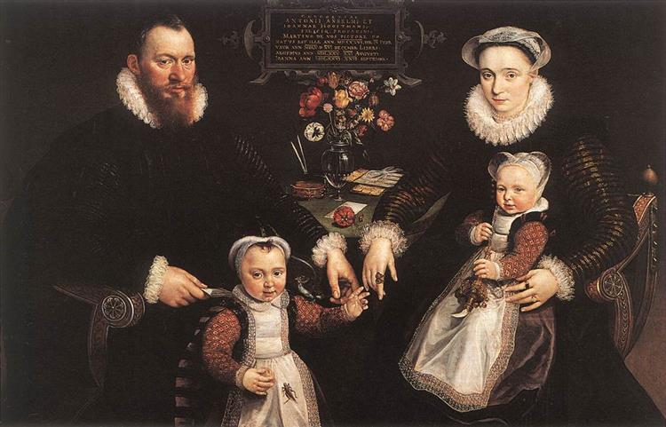Portrait of Antonius Anselmus, His Wife and Their Children, 1577 - Marten de Vos