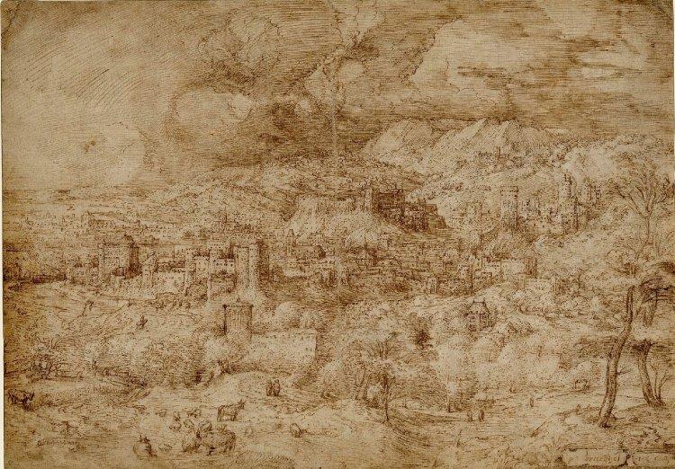 Landscape with a fortified town, 1553 - Pieter Bruegel o Velho