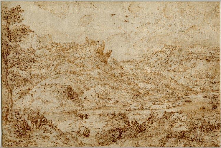 Mountain landscape with a river, 1553 - Pieter Bruegel o Velho