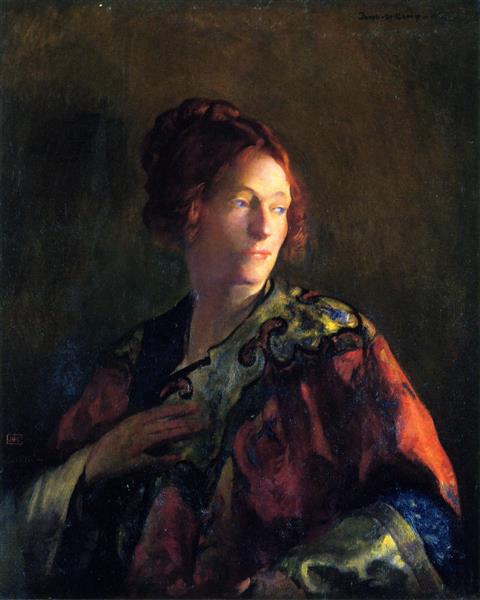 Portrait in Red and Gold of Miss Pearson, 1921 - Joseph DeCamp