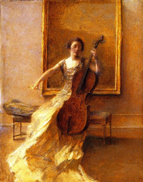 Lady with a Cello - Thomas Wilmer Dewing