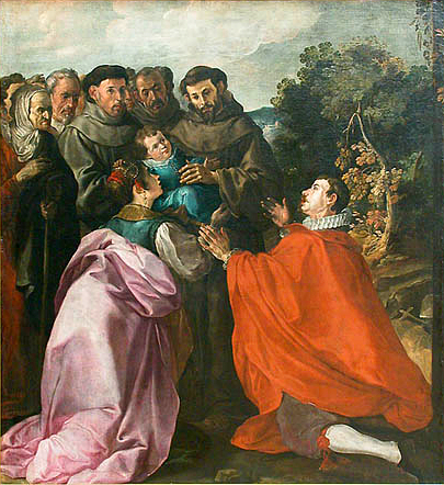 The Healing Of St. Bonaventure Child By St. Francis, 1628 - Франсиско Эррера