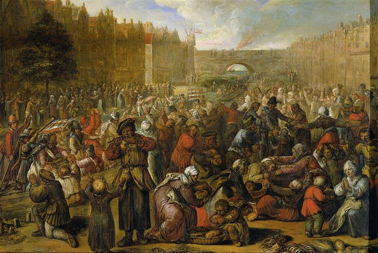 Distribution of Herring and White Bread During the Siege of Leiden 1574 - Otto van Veen