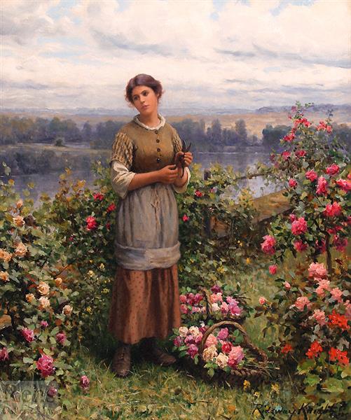 Julia Gathering Roses, 1900 - Деніел Ріджвей Найт