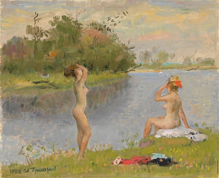 Girls in Front of the Lake, 1988 - Григорьев, Сергей Алексеевич