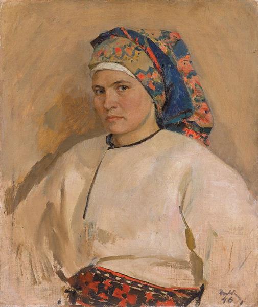 Автопортрет в українському костюмі, 1946 - Тетяна Яблонська