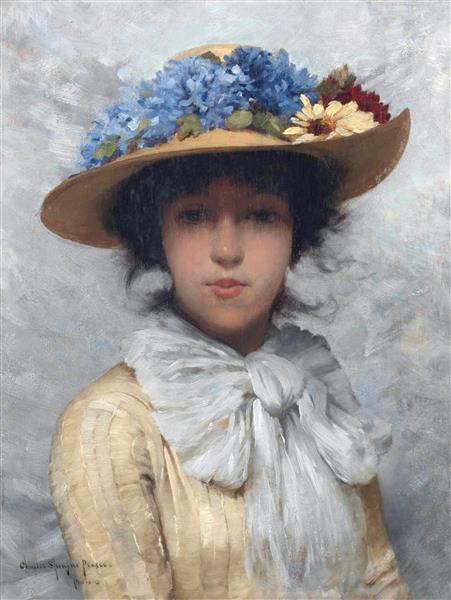 Woman in White Dress and Straw Hat, 1880 - Чарльз Спарк Пирс