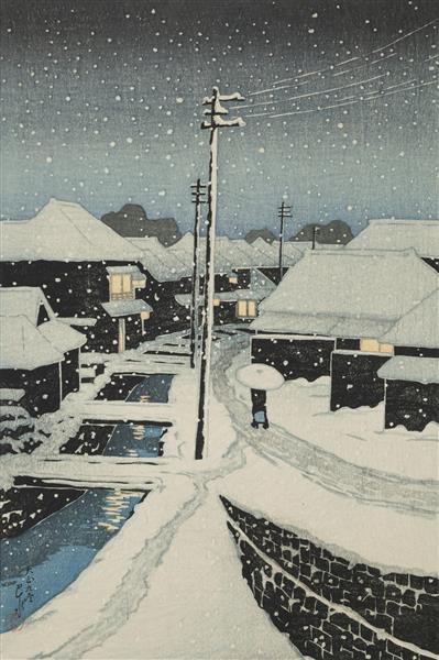 Evening Snow at Terashima Village, 1920 - 川瀨巳水