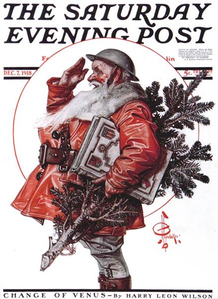 Saluting Santa, by J. C. Leyendecker. Saturday Evening Post Cover, December 7, 1918, 1918 - Джозеф Кристиан Лейендекер