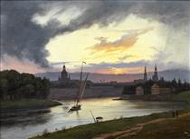 Dresden At Sunset - Knud Baade