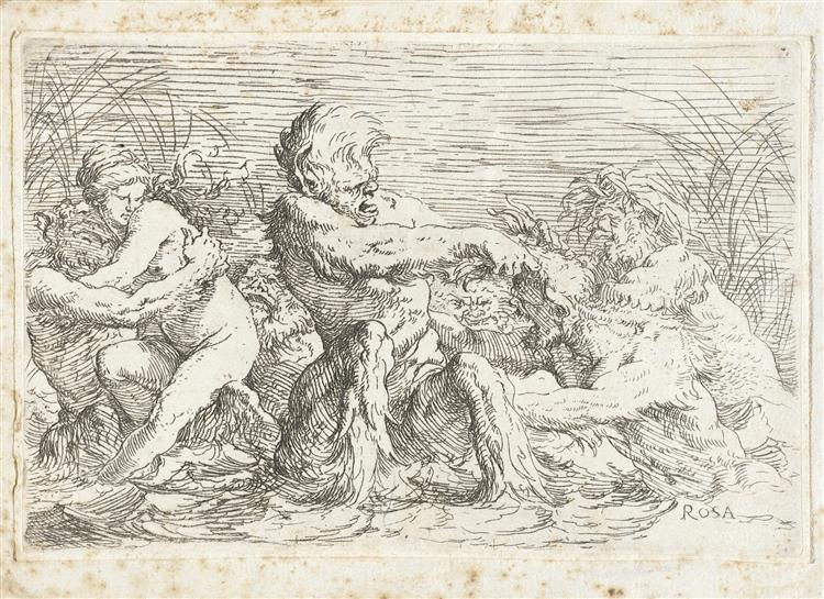 Tritons Fighting Over A Nereid, 1661 - Сальватор Роза