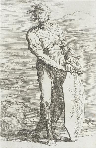 Standing Warror with Shield, 1657 - Сальватор Роза