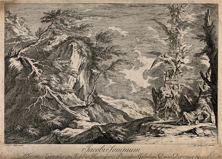 Jacob Finds Rest in a Rugged Landscape and Dreams of a Ladder - Salvator Rosa