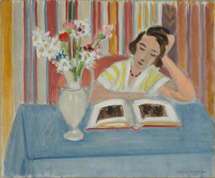 Дівчина читає, ваза з квітами, 1922 - Анрі Матісс