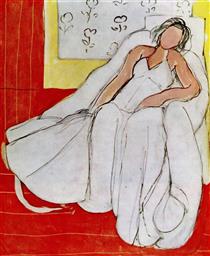 Girl with White Robe on Red Background - Анри Матисс