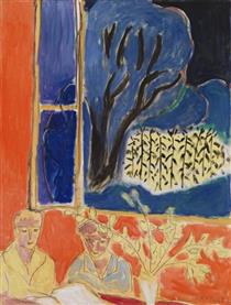 Two Young Girls in a Coral Interior, Blue Garden - Henri Matisse
