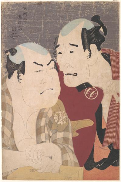 Nakajima Wadaemon and Nakamura Konozō as Bōdara no Chōzaemon and Kanagawaya no Gon in the Play "Katakiuchi Noriyaibanashi", 1794 - Tōshūsai Sharaku
