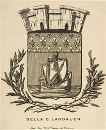 Coat-of-arms Symbolizing the City of Paris; Bookplate of Bella C. Landauer - Шарль Мерион