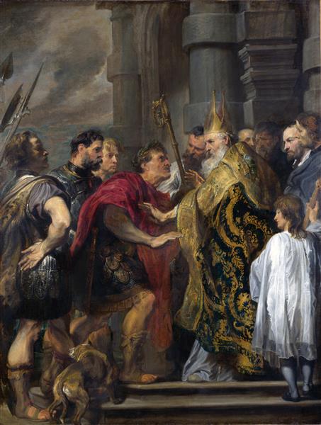 Emperor Theodosius Forbidden by St Ambrose To Enter Milan Cathedral, 1619 - 1620 - Anthony van Dyck