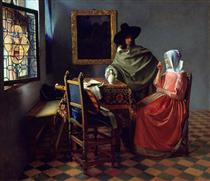 Dama bebiendo con un caballero - Johannes Vermeer