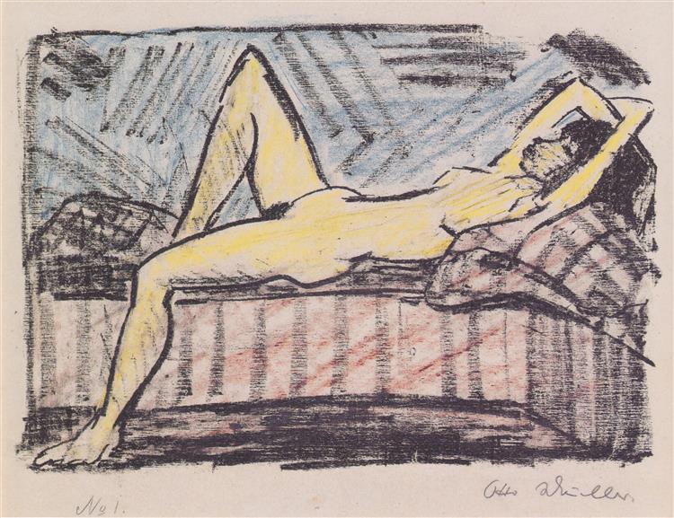 Liegende Auf Der Couch, 1919 - Otto Mueller