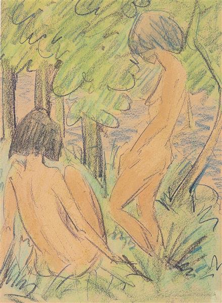 Zwei Mädchen Im Wald, 1924 - Otto Mueller