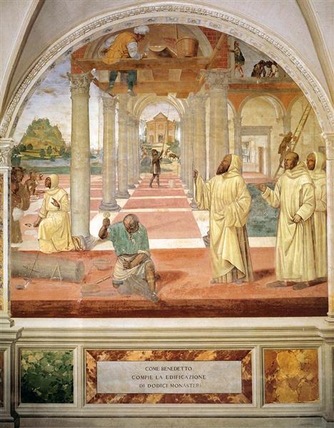 Life of St Benedict, Scene 11. Benedict Founds Twelve Monasteries, 1505 - 1508 - Содома