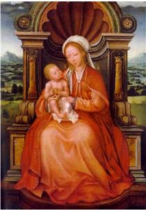 Virgin and Child Enthroned - Quentin Matsys