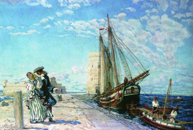 A walk on the pier, 1908 - Евгений Евгеньевич Лансере