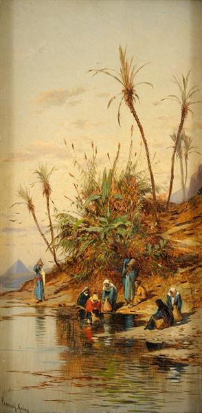 Water fetchers at Giza, 1905 - Hermann David Salomon Corrodi