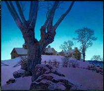 Hill Top Farm, Winter - Maxfield Parrish