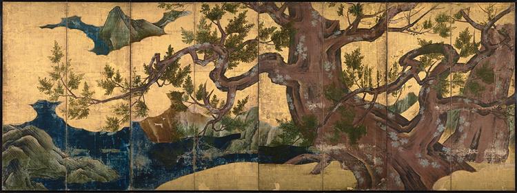 Cypress Trees, c.1590 - Кано Ейтоку