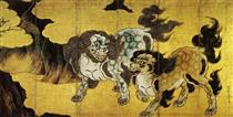 Chinese Lions - Kanō Eitoku