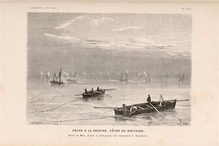 Pêche À La Sardine Sur Les Côtes De Bretagne. Dessin De Riou D'après La Photographie Du Commandant L. Hautefeuille., 1866 - Edouard Riou