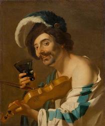 Violin Player with a Wine Glass - Dirck van Baburen