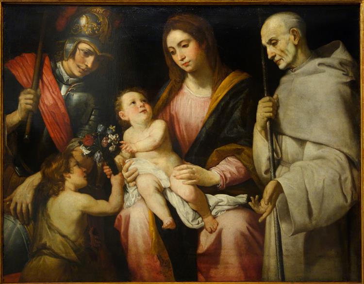 Madonna with Child and Saints George, Bernard, and John, c.1640 - Domenico Fiasella