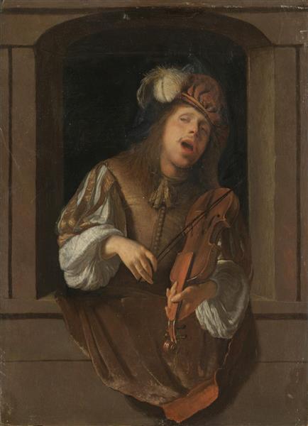 A Singing Violinist, Probably a Self-portrait, Set Within a Niche, c.1666 - c.1670 - Jacob Lucasz Ochtervelt