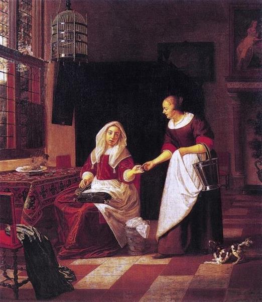 Interior with a Woman and Her Maid, 1669 - Michiel van Musscher