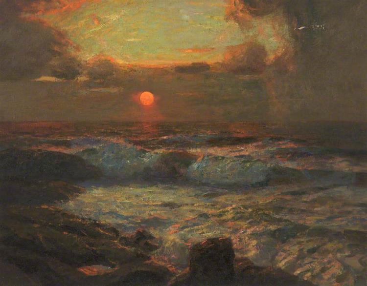 Sunset at Land's End, Cornwall - Julius Olsson
