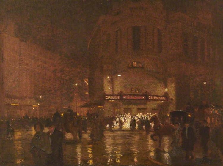 London, Wet Evening, Gaiety Theatre - Algernon Talmage