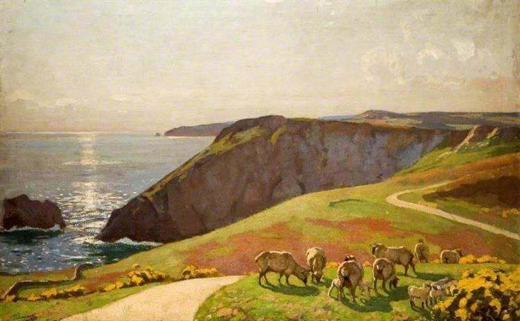 Sheep on Cliffs - Algernon Mayow Talmage