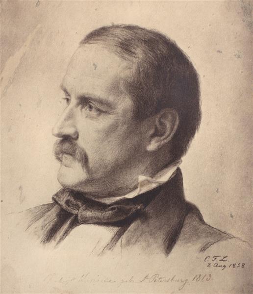 Portrait By Robert Krause, 1858 - Карл Фридрих Лессинг