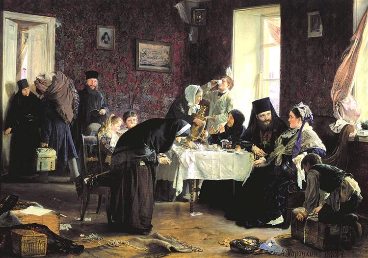 In the Monastery Hotel, 1882 - Алексей Иванович Корзухин