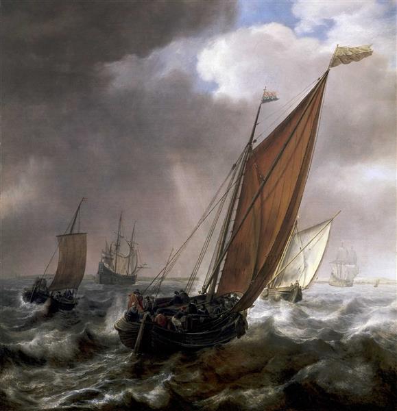 A Dutch Ferry Boat Before a Breeze, c.1645 - c.1650 - Simon de Vlieger