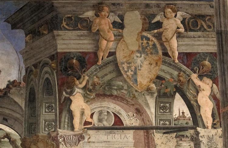Allegory of March – Triumph of Minerva and Sign of Aries. Frescos in Palazzo Schifanoia (detail), 1470 - Франческо дель Косса