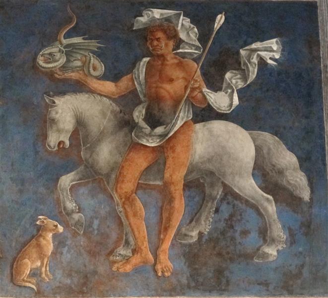 Allegory of March – Triumph of Minerva and Sign of Aries. Frescos in Palazzo Schifanoia (detail), 1470 - Франческо дель Косса